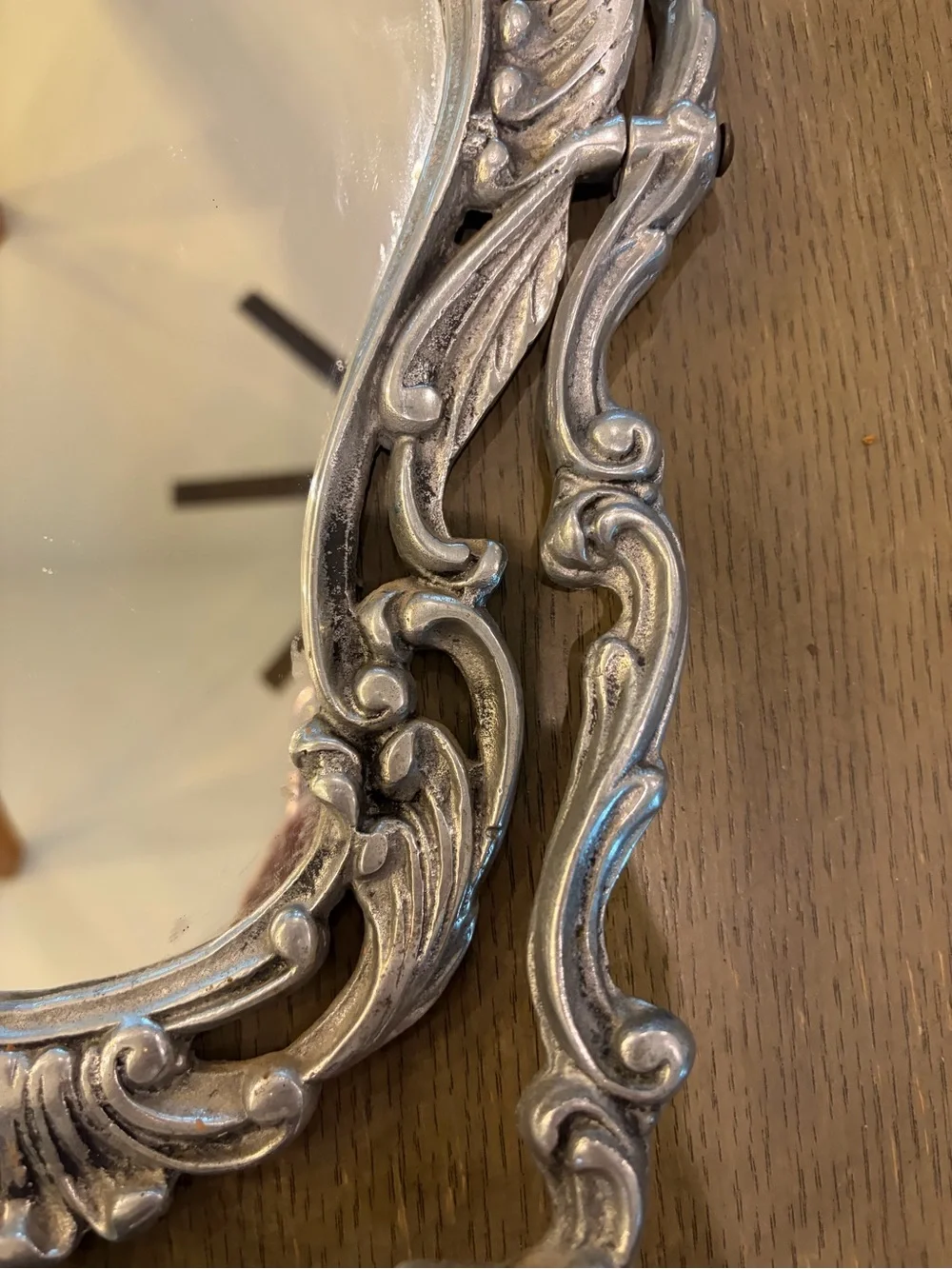 Ornate Decorative Table Mirror in Antique Silver